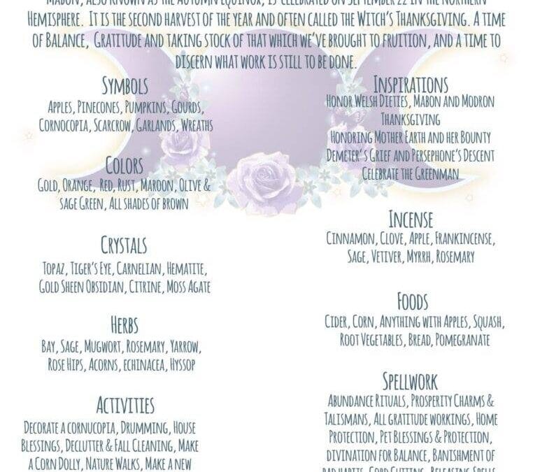 Mabon Correspondences
