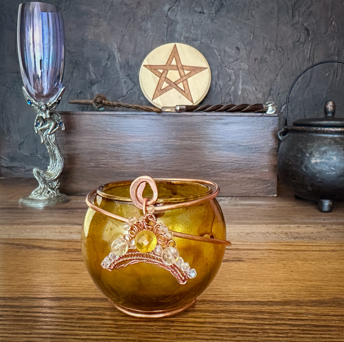 Sovereignty Citrine Crystal Spell Candleholder